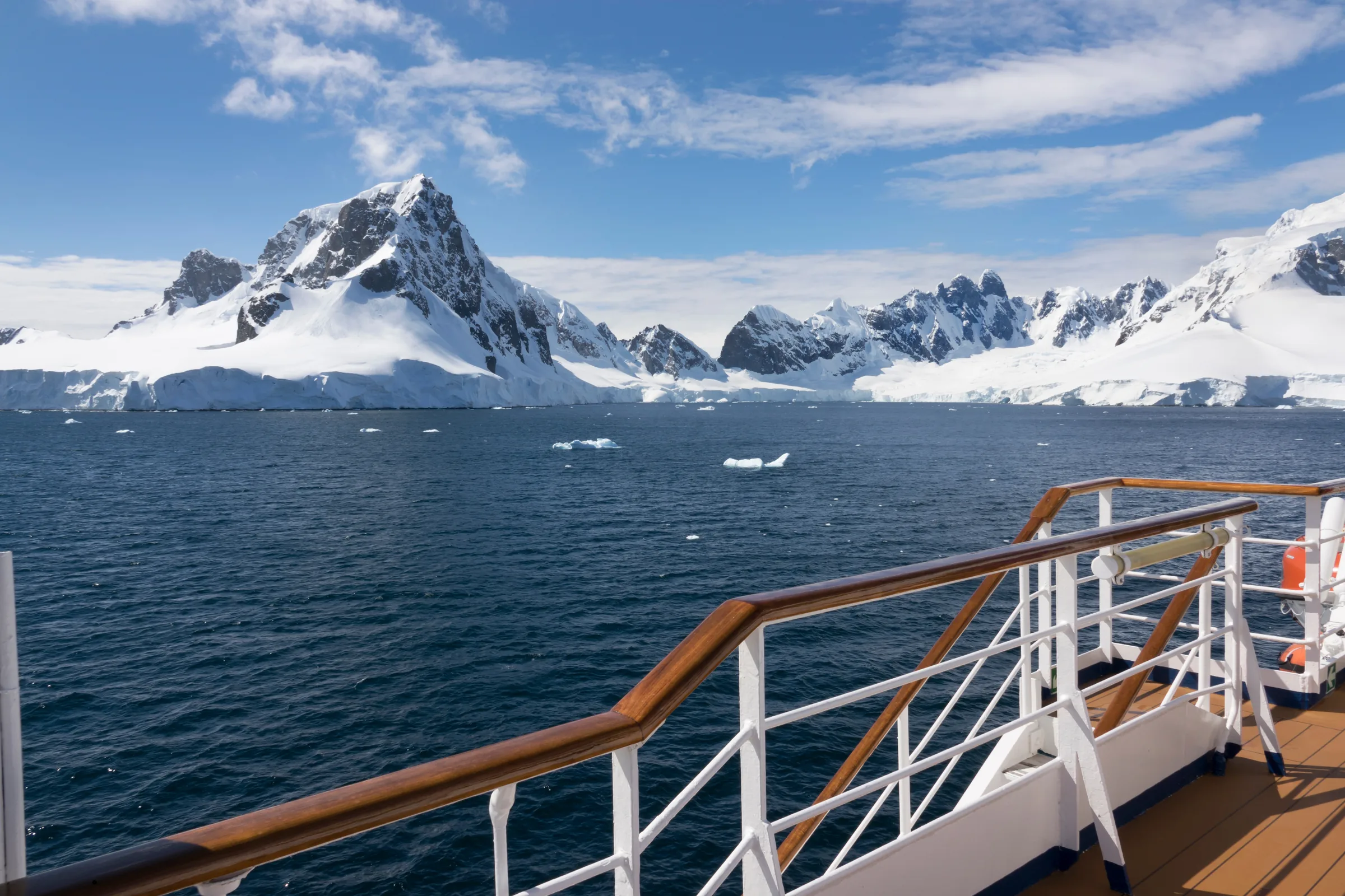 Antarctic mountains viewed from an expedition ship